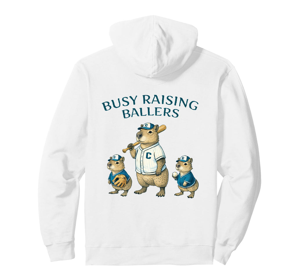 Busy Raising Baller Baseball Softball Hoodie - Minimalist Print for Adults - T-Shirt, Sweatshirt, Hoodie
