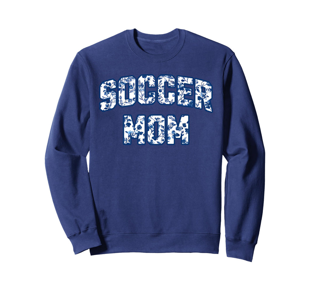 Soccer Mom Blue Floral Pattern Sweatshirt - Custom Art Print for Adults - T-Shirt, Sweatshirt, Hoodie