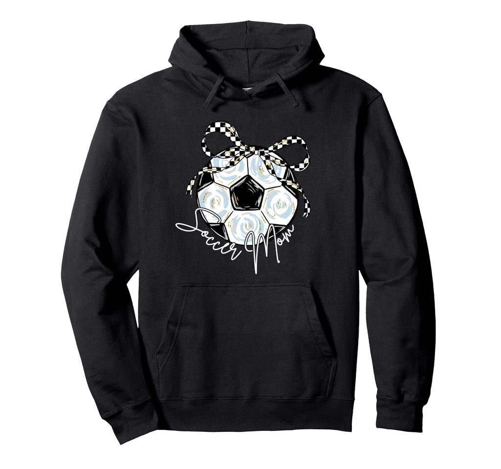 2 Sided Soccer Mom Mama Checkered Coquette Hoodie - Trendy Graphic Unisex - T-Shirt, Sweatshirt, Hoodie