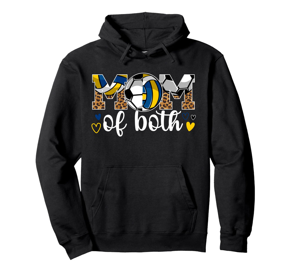 Mom Both Leopard Soccer Volleyball Mom Hoodie - Trendy Graphic Men Women - T-Shirt, Sweatshirt, Hoodie