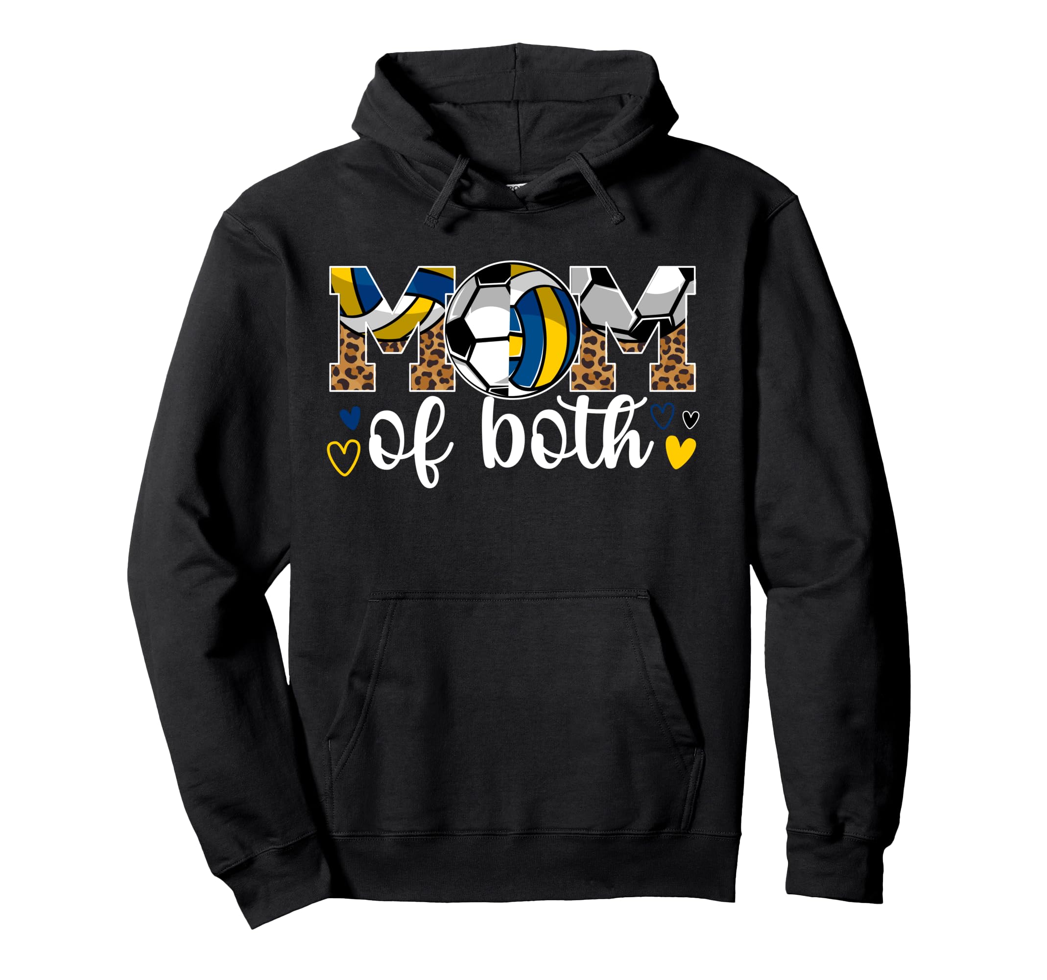 Mom Both Leopard Soccer Volleyball Mom Hoodie - Trendy Graphic Men Women - T-Shirt, Sweatshirt, Hoodie