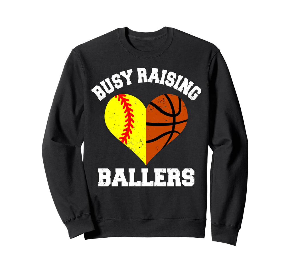 Busy Raising Ballers Softball Sweatshirt - Unique Graphic for Adults - T-Shirt, Sweatshirt, Hoodie