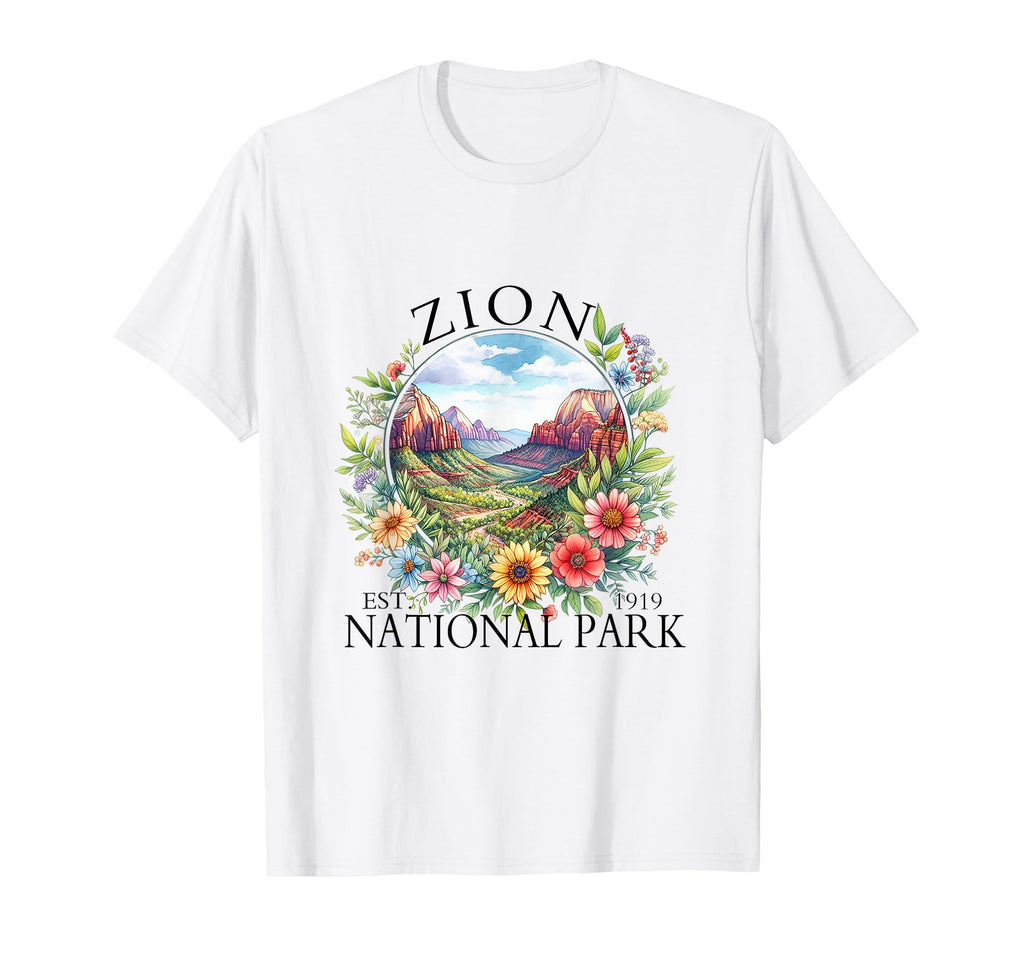 Floral Zion National Park Hiking T-Shirt - Fun Novelty Design Unisex - T-Shirt, Sweatshirt, Hoodie