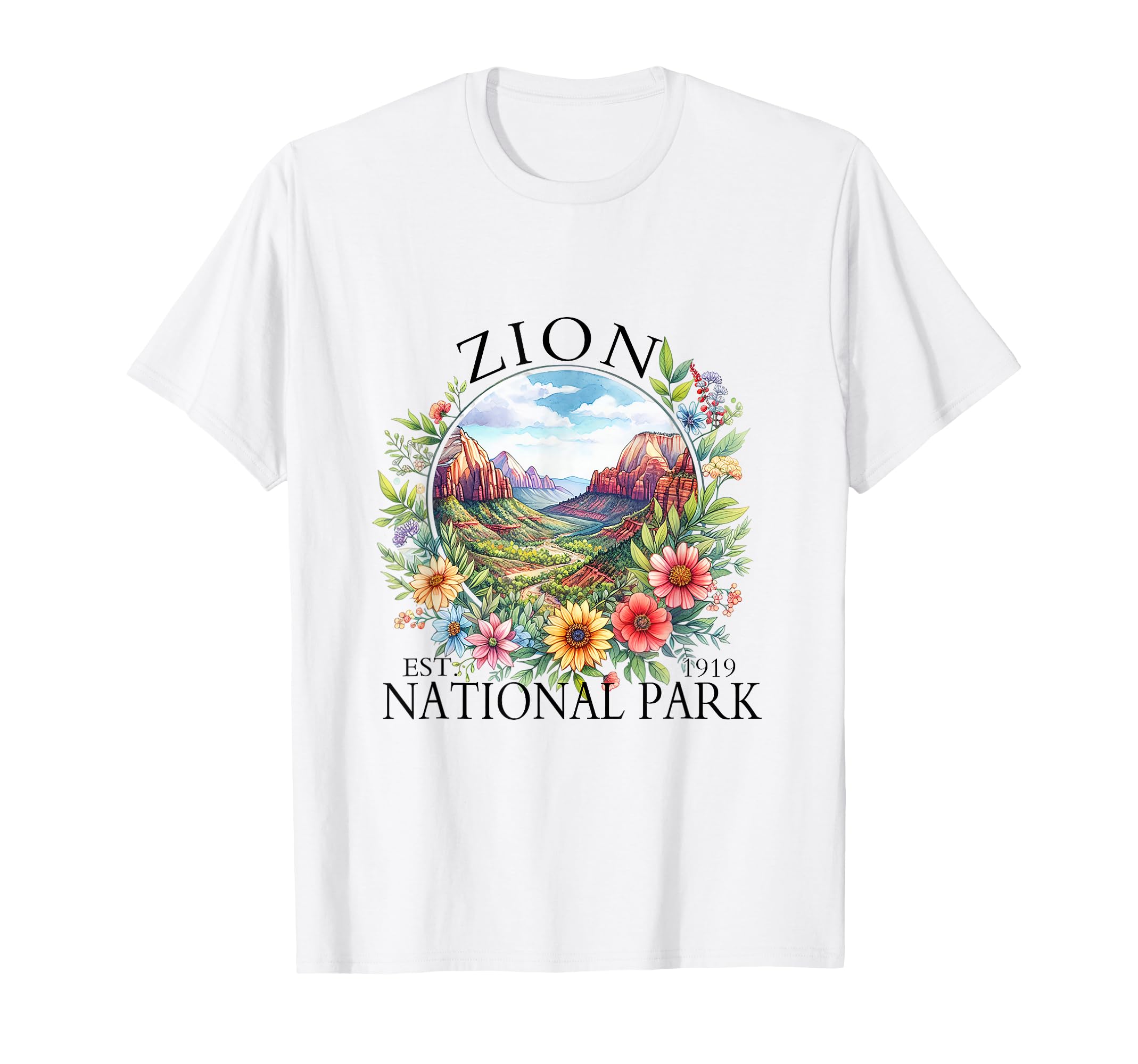 Floral Zion National Park Hiking T-Shirt - Fun Novelty Design Unisex - T-Shirt, Sweatshirt, Hoodie