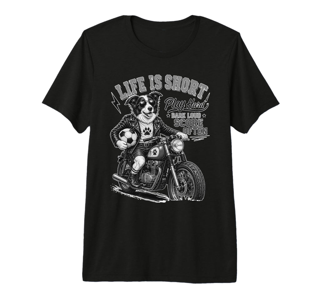 Border Collie Motorbike Footbal Soccer T-Shirt - Graphic Print for Adults - T-Shirt, Sweatshirt, Hoodie