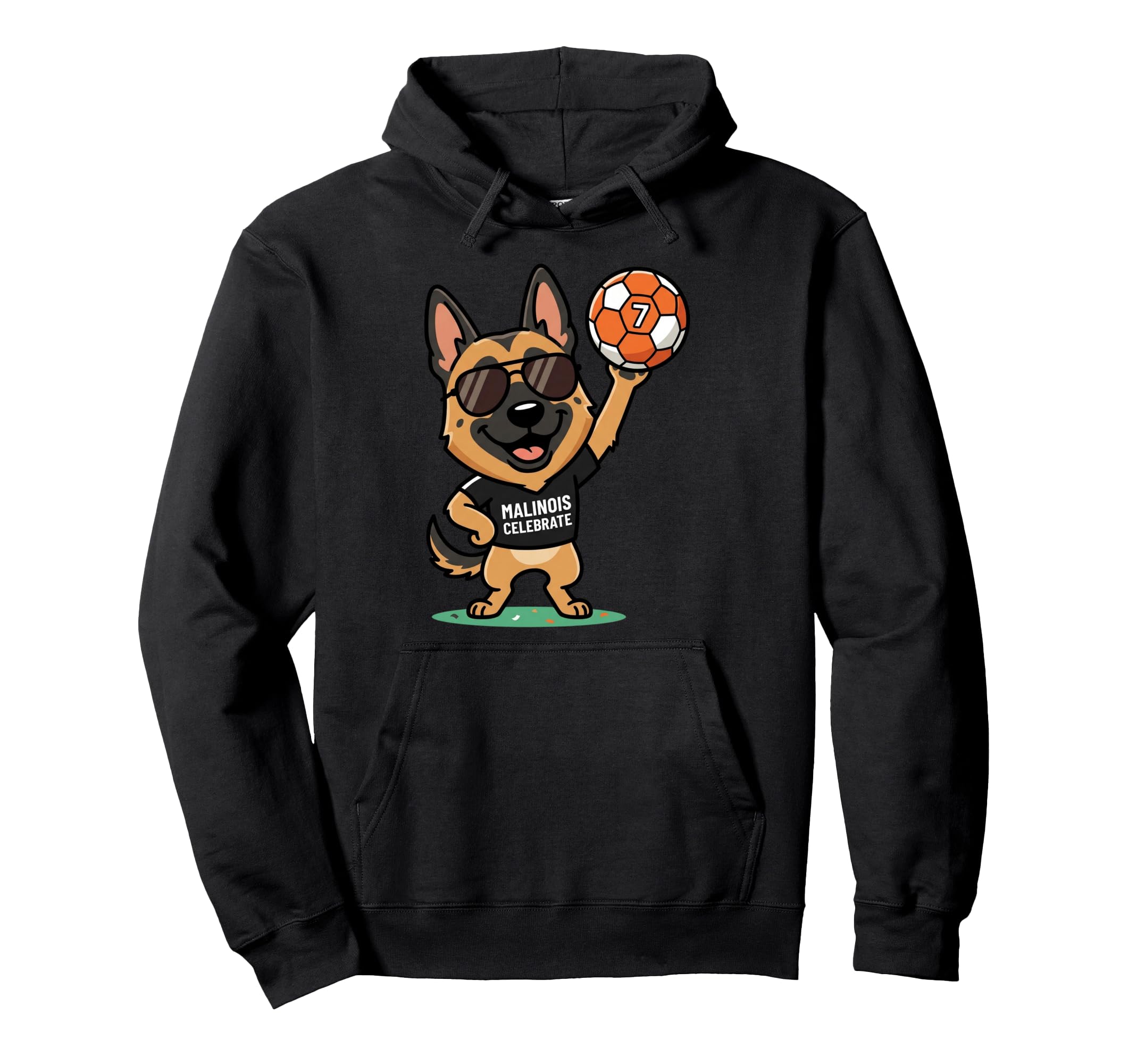 Soccer Malinois Celebrate Dog Hoodie - Casual Everyday Wear Men Women - T-Shirt, Sweatshirt, Hoodie