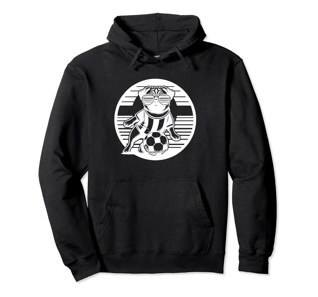 Pug Dog Soccer Player Champion Ball Fan Hoodie - Aesthetic Graphic Unisex - T-Shirt, Sweatshirt, Hoodie