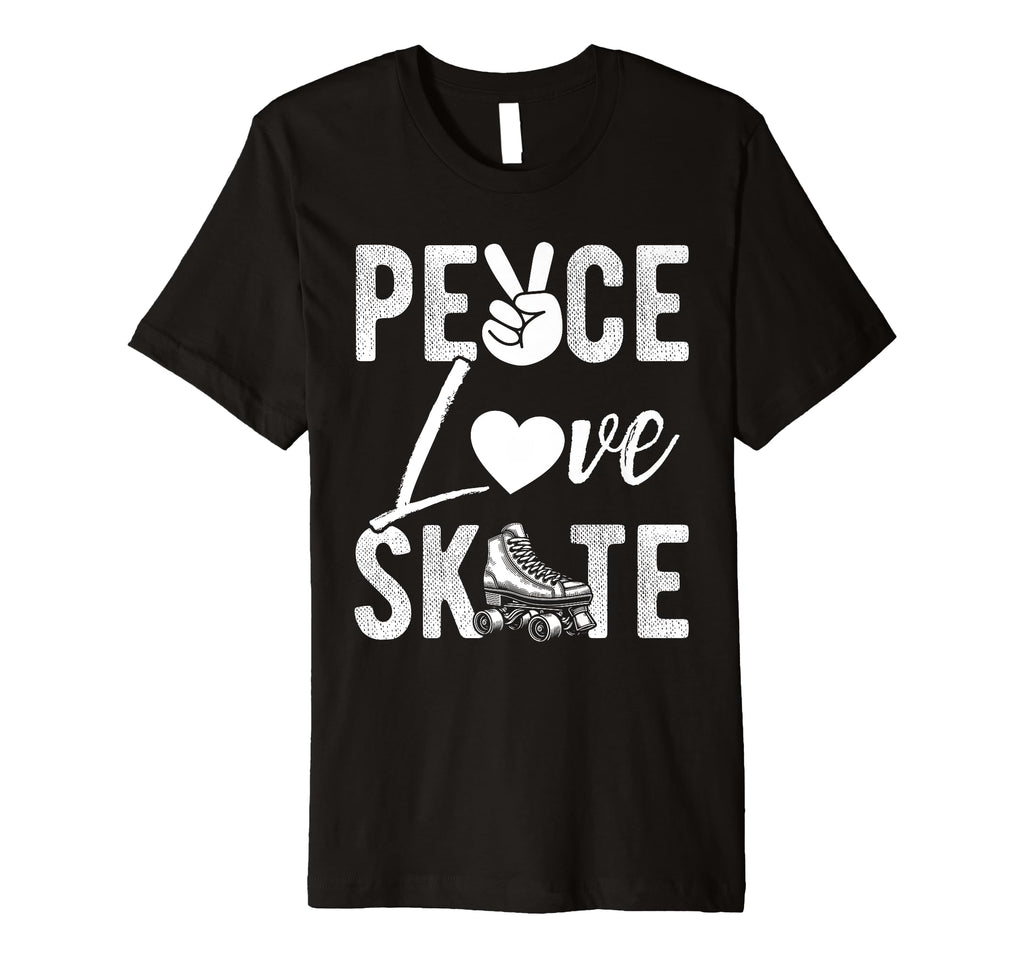 Peace Love Skate Roller Skating Peace T-Shirt - Trendy Graphic for Adults - T-Shirt, Sweatshirt, Hoodie