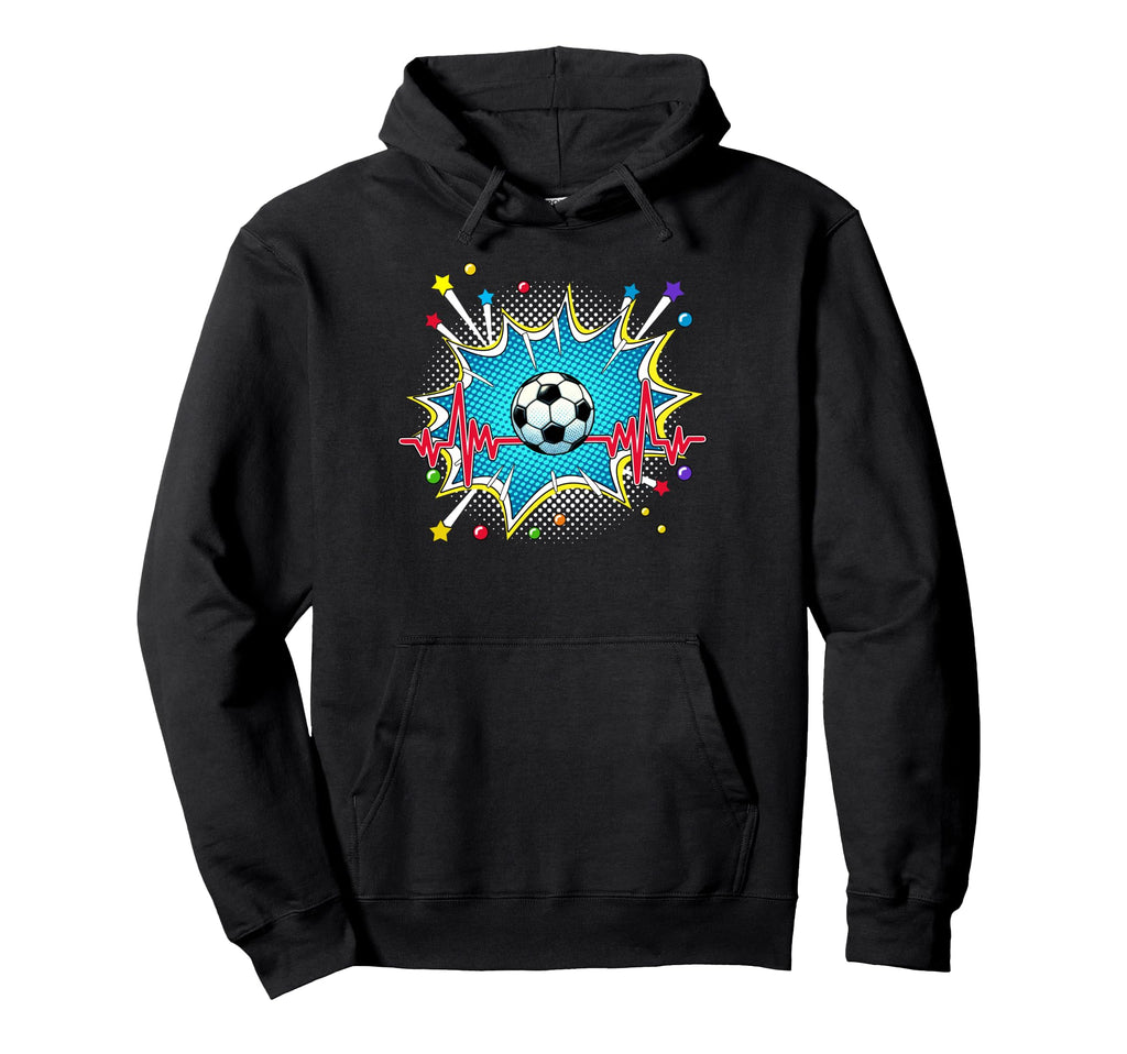 Soccer Pop Art Comic Heartbeat Hoodie - Casual Everyday Wear Unisex - T-Shirt, Sweatshirt, Hoodie