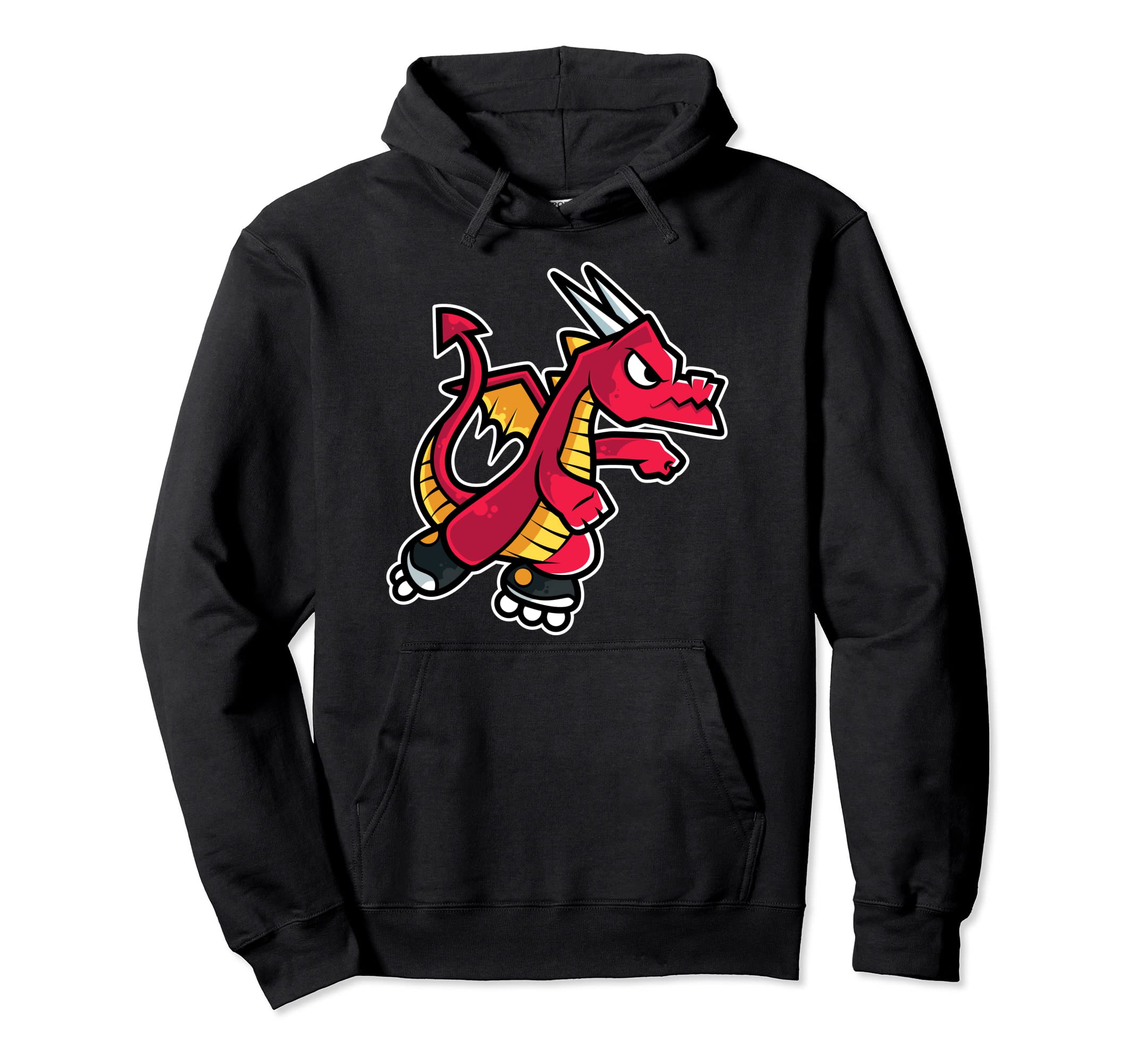 Red Fire Dragon Roller Skate Hoodie - Unique Graphic Unisex - T-Shirt, Sweatshirt, Hoodie