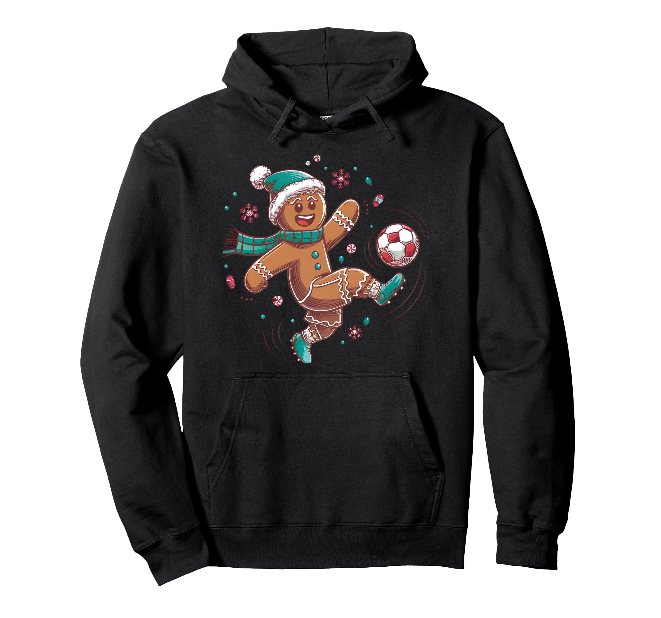 Gingerbread Soccer Player Cookie Game Day Hoodie - Graphic Print Men Women - T-Shirt, Sweatshirt, Hoodie