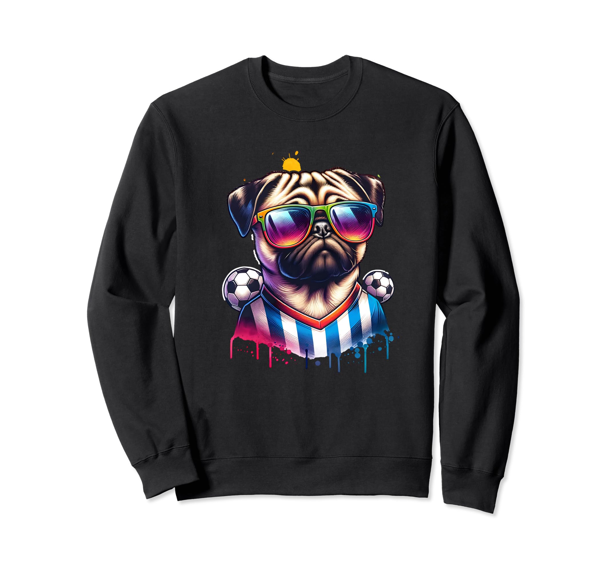 Pug Dog Soccer Ball Champion Fan Sweatshirt - Aesthetic Graphic Men Women - T-Shirt, Sweatshirt, Hoodie