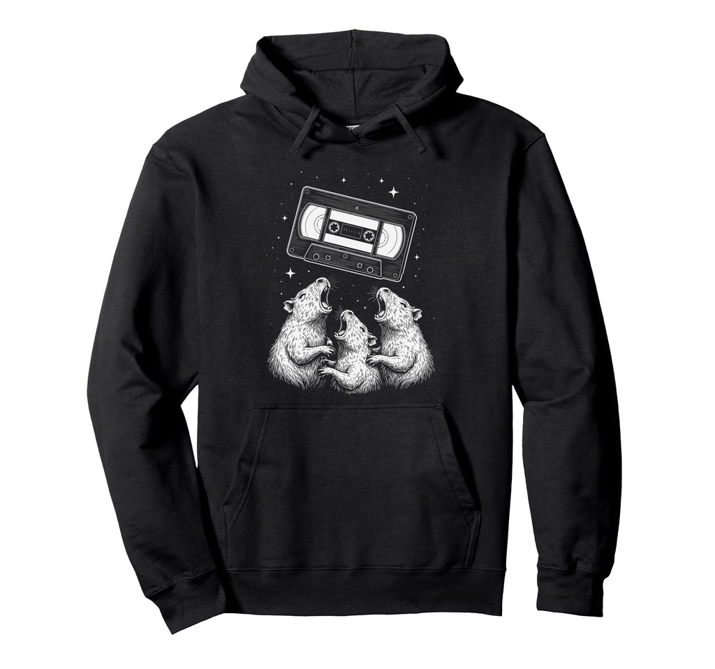 Cosmic Vhs Tape Howling Rats Hoodie - Casual Everyday Wear Men Women - T-Shirt, Sweatshirt, Hoodie