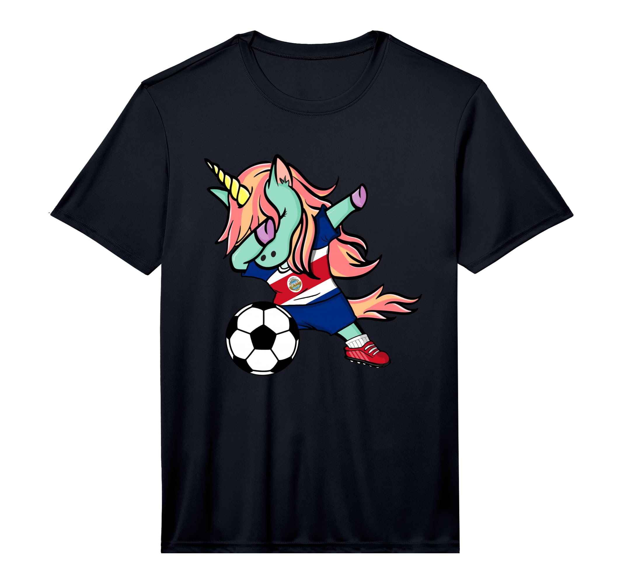 Dabbing Unicorn Costa Rica Soccer Fans T-Shirt - Fun Novelty Design Unisex - T-Shirt, Sweatshirt, Hoodie