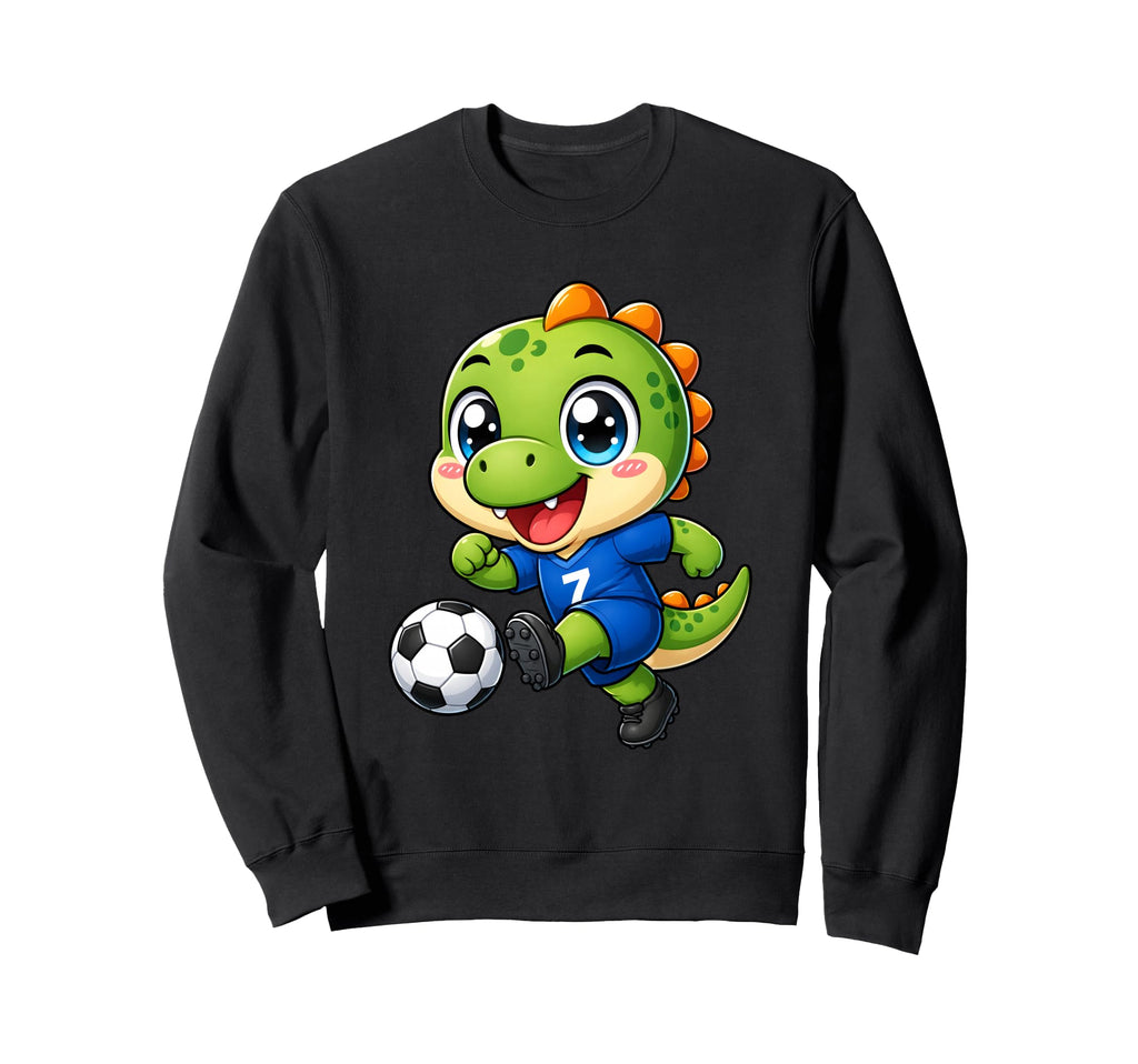 Kawaii Dinosaur Playing Soccer Sweatshirt - Fun Novelty Design Men Women - T-Shirt, Sweatshirt, Hoodie