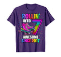 Roller Skating 7Th Birthday Rollin Into T-Shirt - Trendy Graphic Men Women - T-Shirt, Sweatshirt, Hoodie