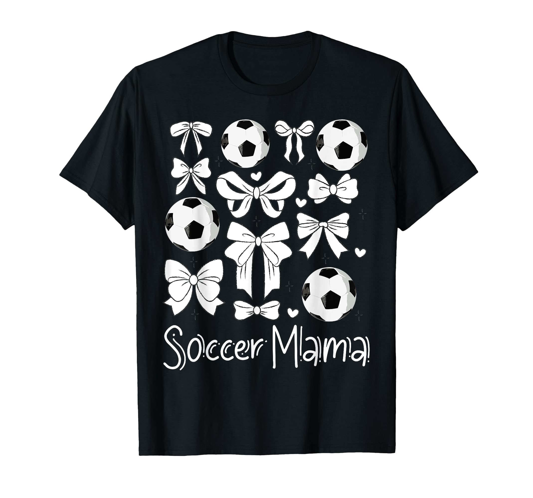 Soccer Mama Bows And Balls Hearts Bow T-Shirt - Unique Graphic Men Women - T-Shirt, Sweatshirt, Hoodie