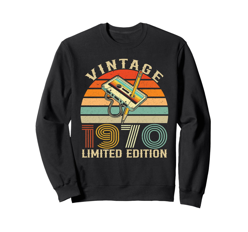 1970 Birthday Cassette Tape Sweatshirt - Minimalist Print for Adults - T-Shirt, Sweatshirt, Hoodie