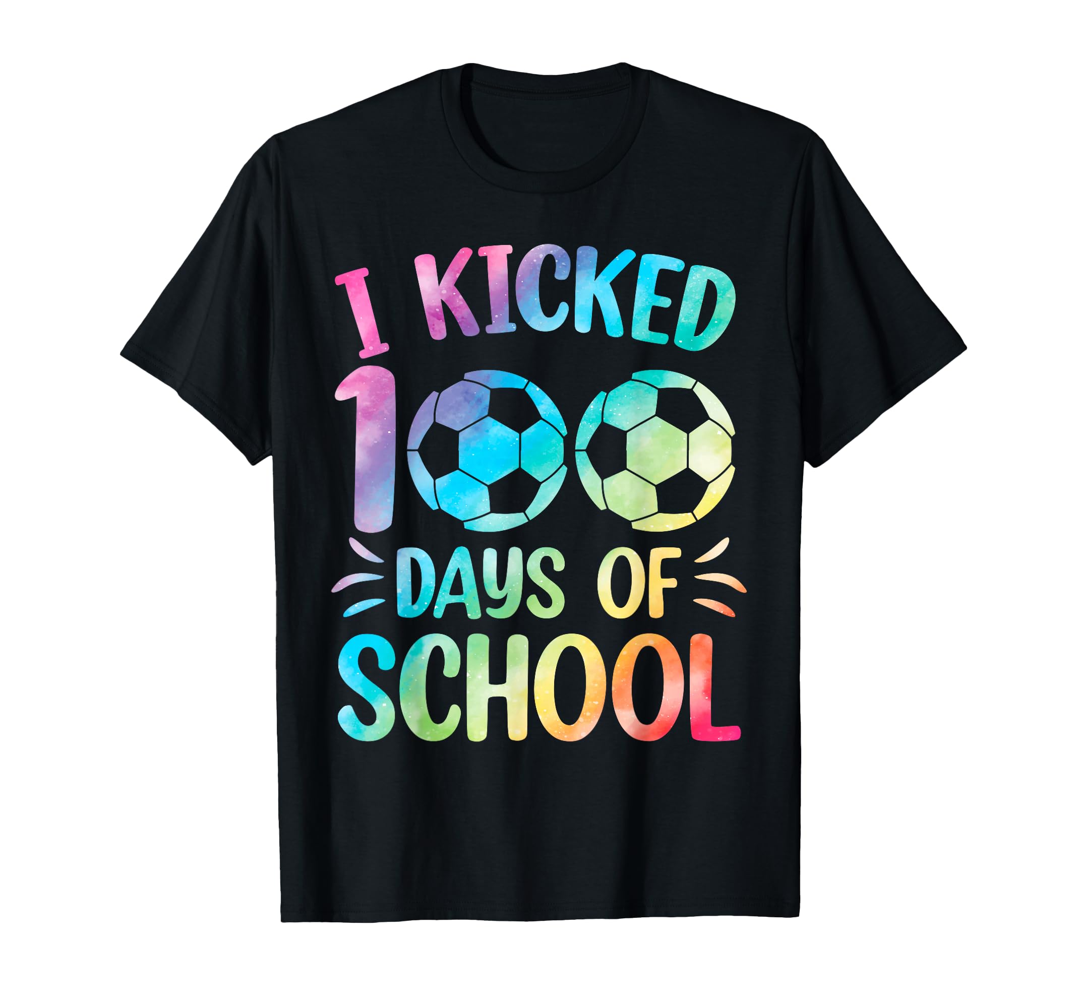 I Kicked 100 Days School Soccer Tie T-Shirt - Minimalist Print for Adults - T-Shirt, Sweatshirt, Hoodie