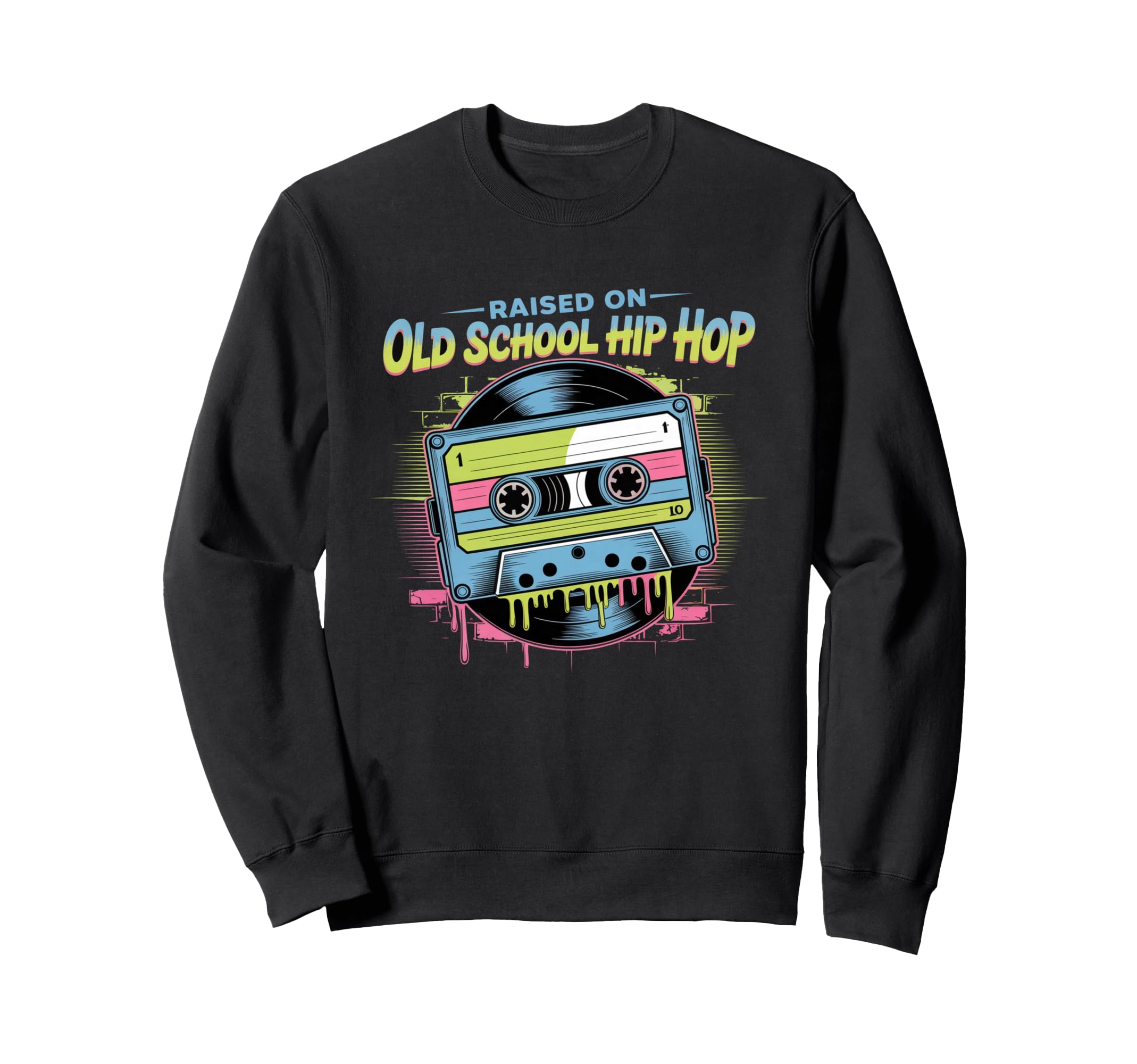 Raised Old School Hip Hop Cassette Vinyl Sweatshirt - Trendy Graphic Unisex - T-Shirt, Sweatshirt, Hoodie
