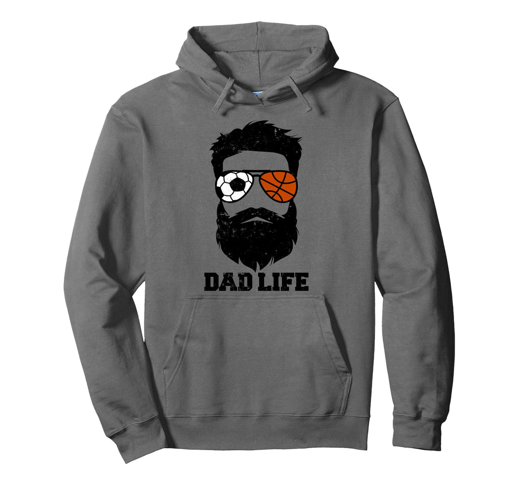 Soccer Basketball Dad Messy Hair Hoodie - Fun Novelty Design Men Women - T-Shirt, Sweatshirt, Hoodie