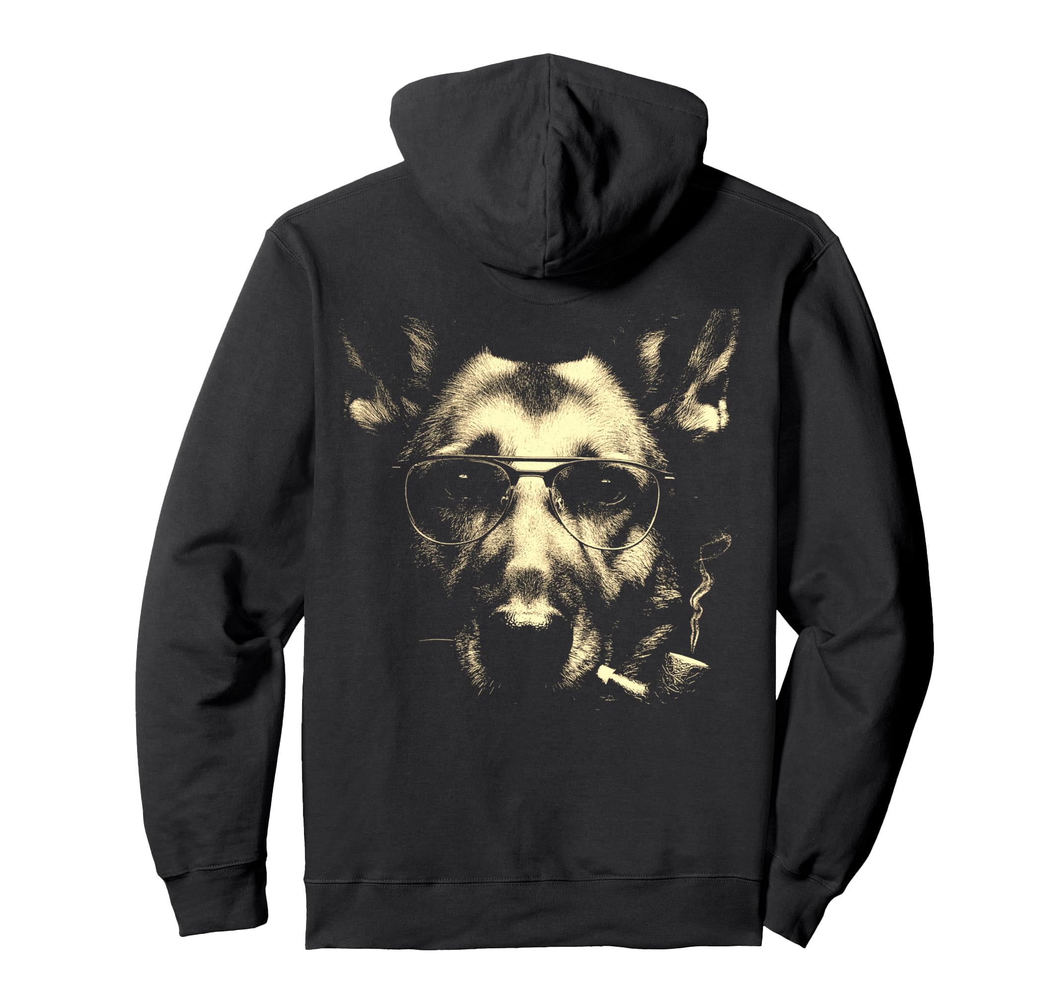 German Shepherd Glasses Smoking Pipe Hoodie - Fun Novelty Design Unisex - T-Shirt, Sweatshirt, Hoodie