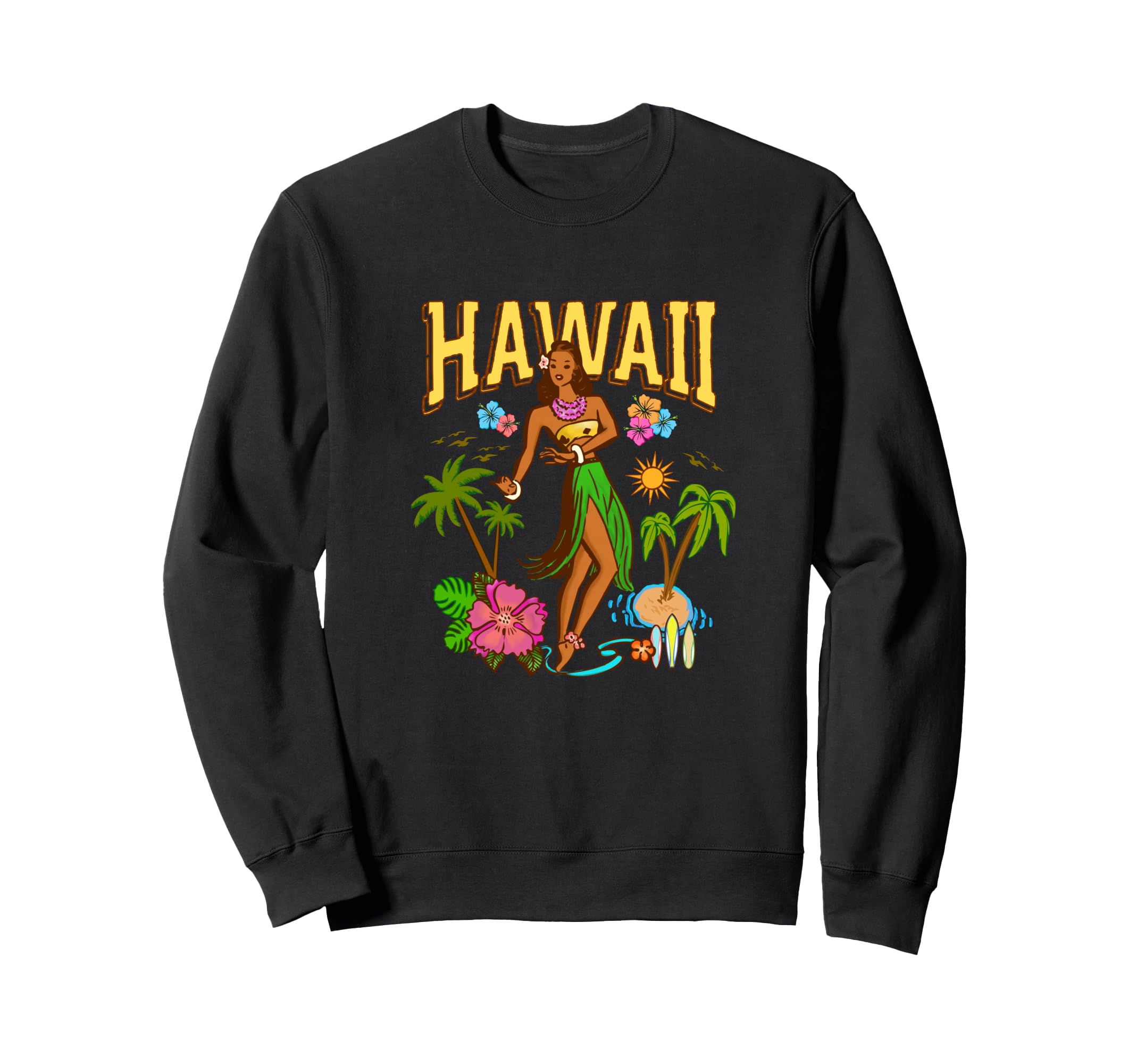 Hawaii Hula Aloha Beach Tiki Pinup Sweatshirt - Custom Art Print Men Women - T-Shirt, Sweatshirt, Hoodie