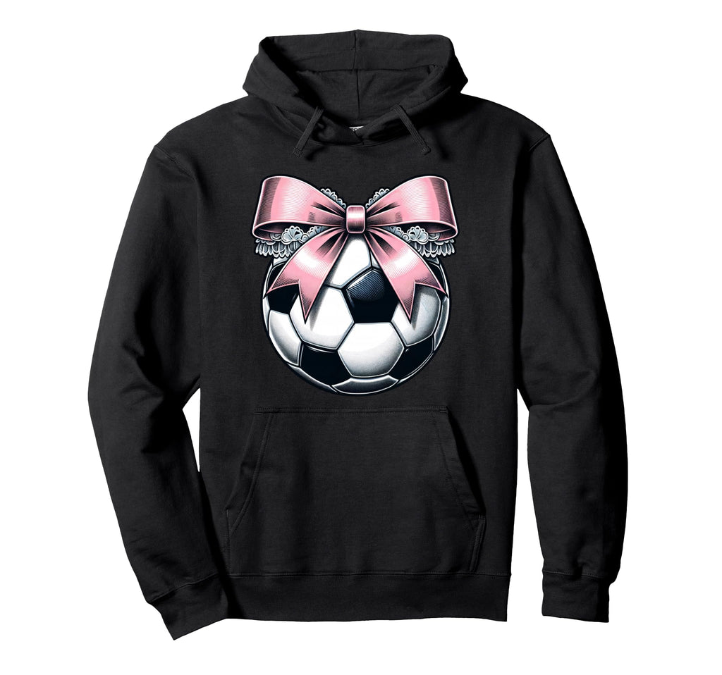 Soccer Coquette Bow Soccer Hoodie - Casual Everyday Wear Men Women - T-Shirt, Sweatshirt, Hoodie