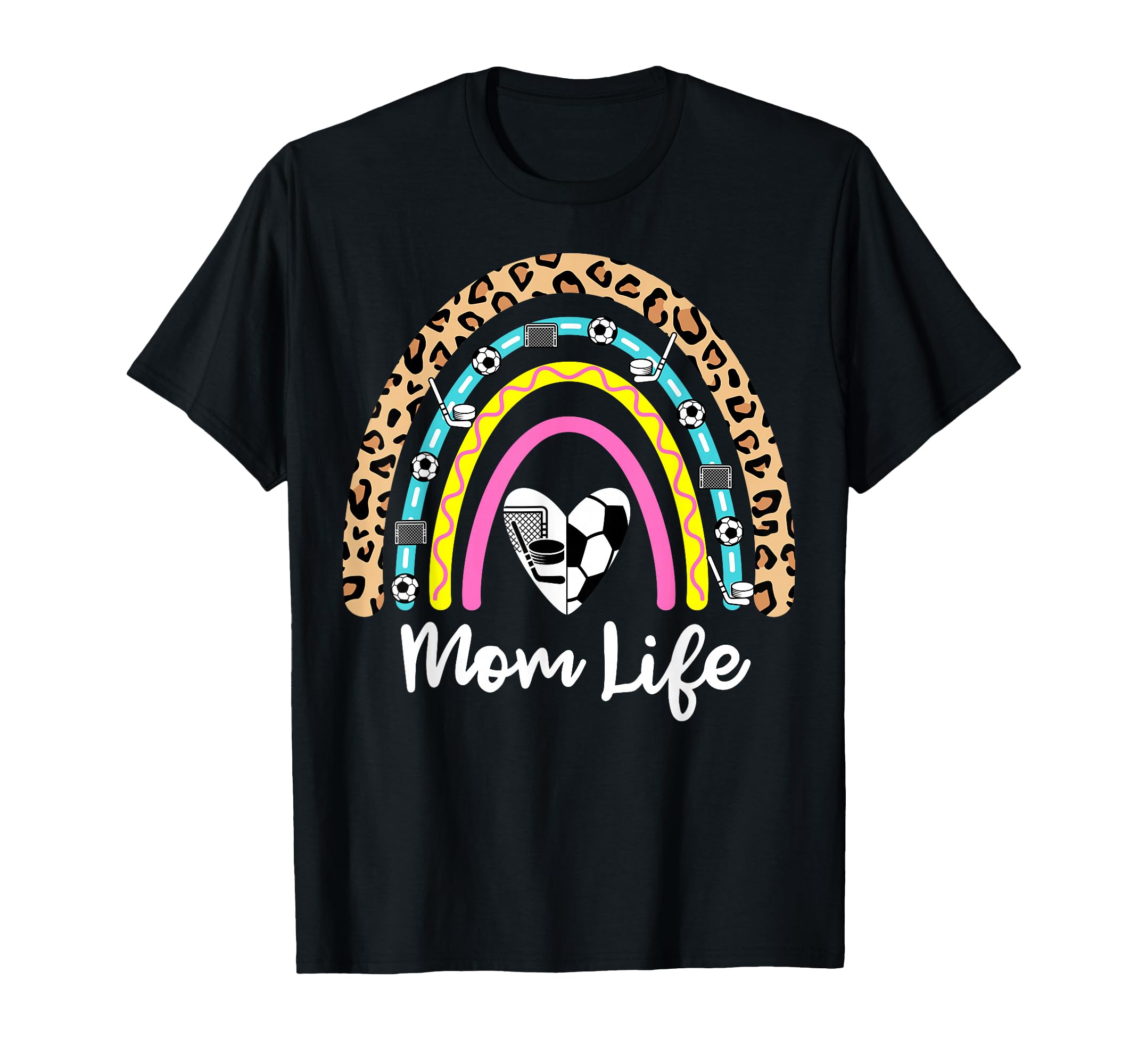 Soccer Hockey Mom Boho Rainbow T-Shirt - Fun Novelty Design for Adults - T-Shirt, Sweatshirt, Hoodie