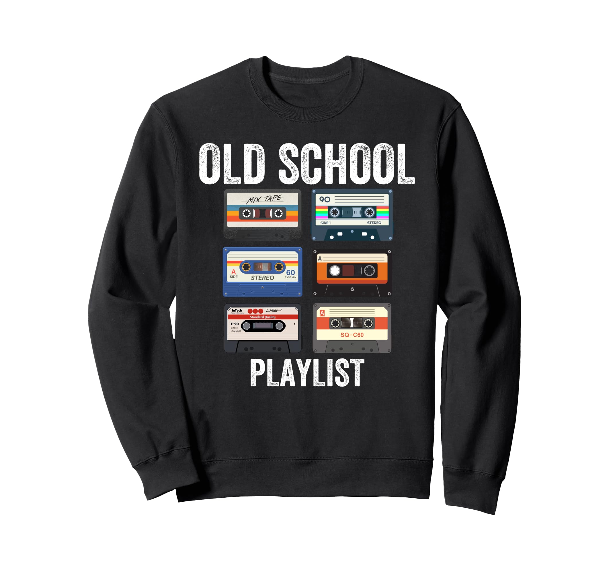 Old School Playlist Cassette Tapes Sweatshirt - Minimalist Print Men Women - T-Shirt, Sweatshirt, Hoodie