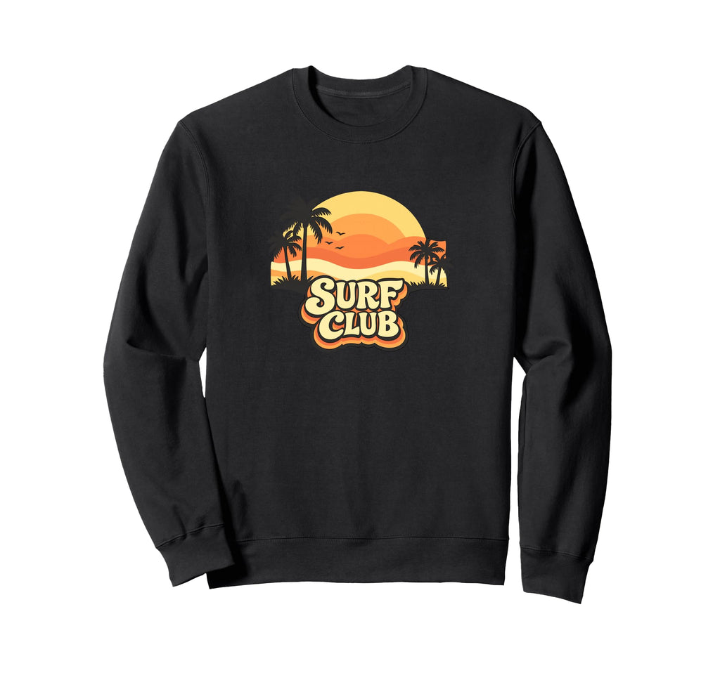 Surf Club Sunset Palm Trees Sweatshirt - Unique Graphic Unisex - T-Shirt, Sweatshirt, Hoodie