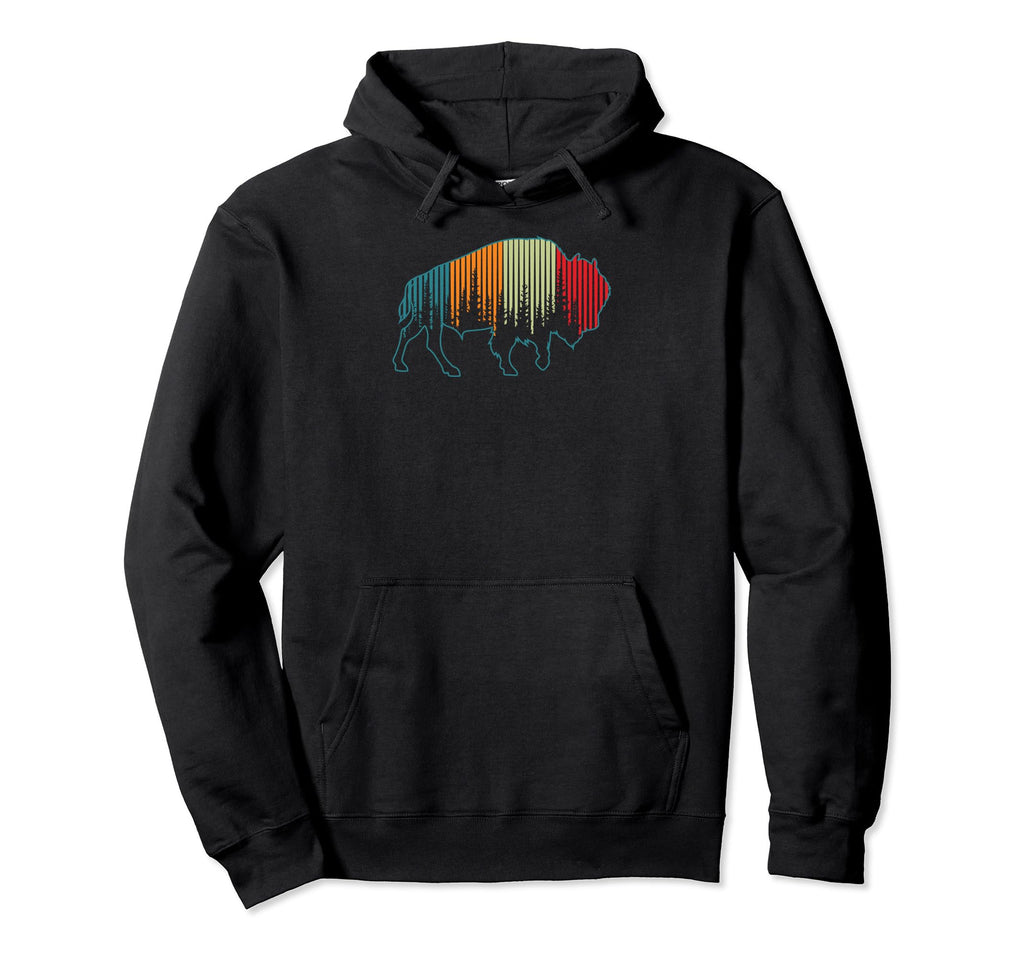 Bison American Buffalo Pine Tree National Hoodie - Custom Art Print Unisex - T-Shirt, Sweatshirt, Hoodie