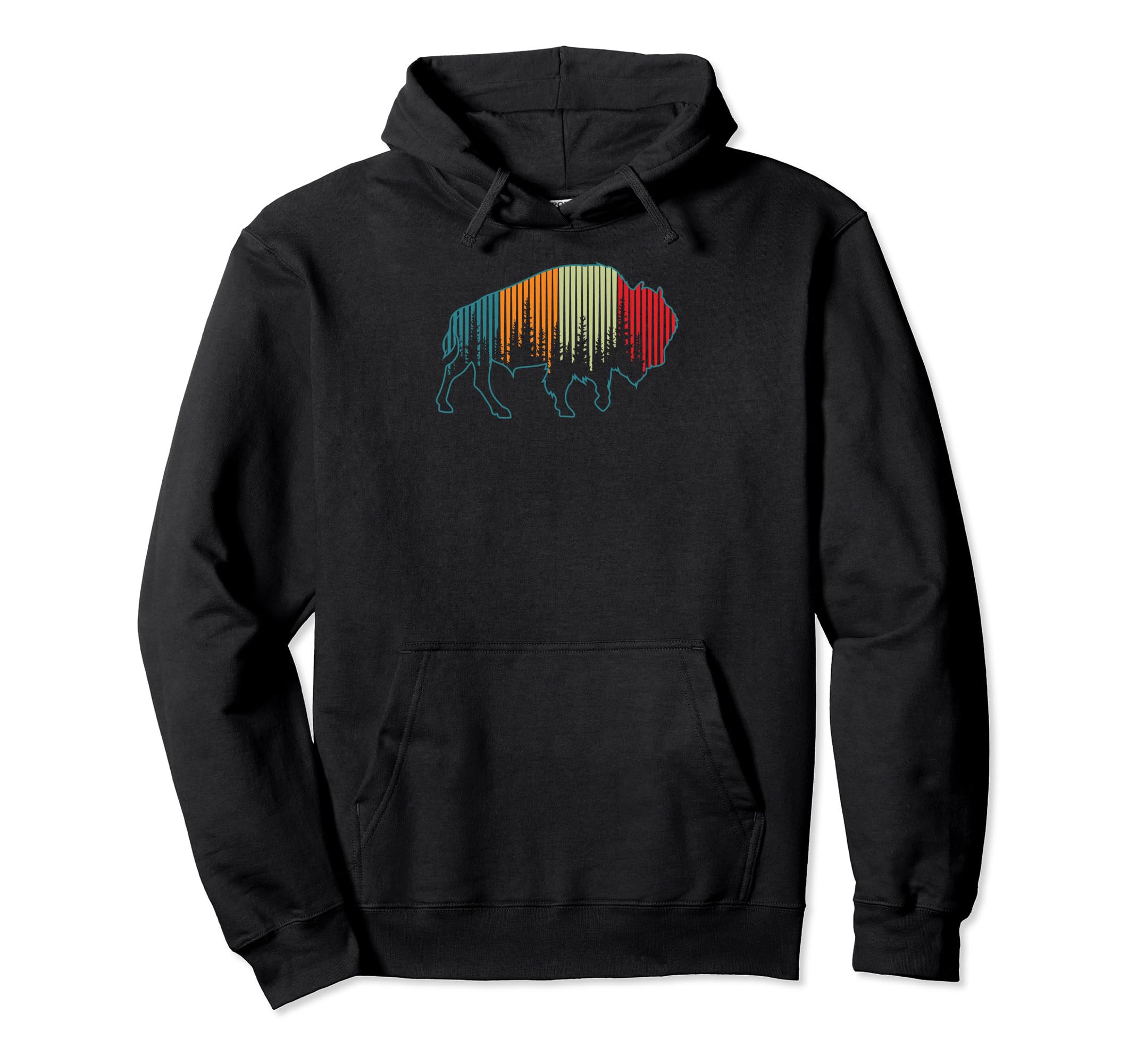 Bison American Buffalo Pine Tree National Hoodie - Custom Art Print Unisex - T-Shirt, Sweatshirt, Hoodie