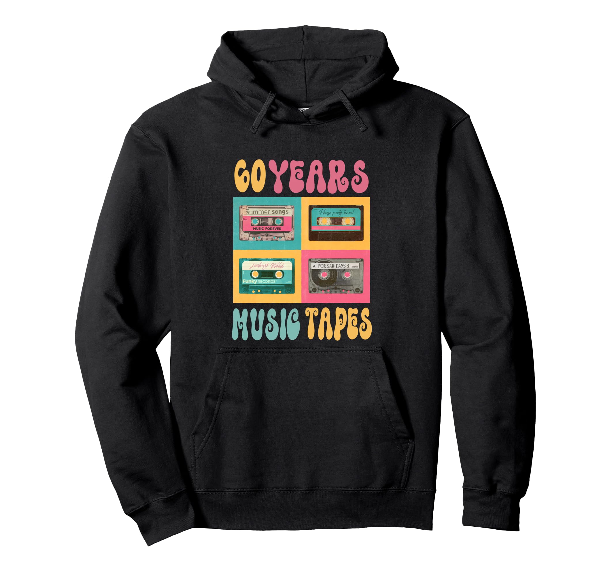 60 Years Music Tapes Birthday Nostalgia Hoodie - Minimalist Print Unisex - T-Shirt, Sweatshirt, Hoodie