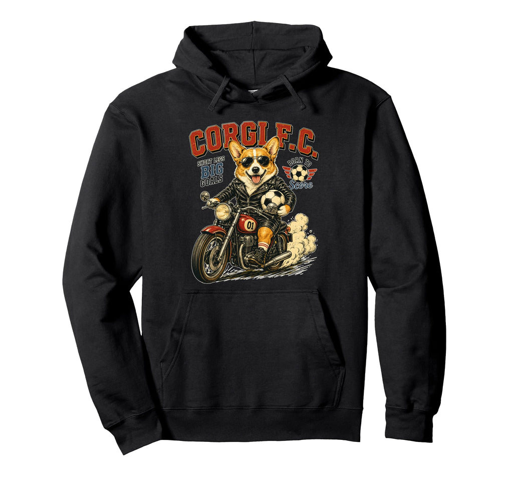 Pembroke Welsh Corgi Motorbike Hoodie - Casual Everyday Wear Men Women - T-Shirt, Sweatshirt, Hoodie