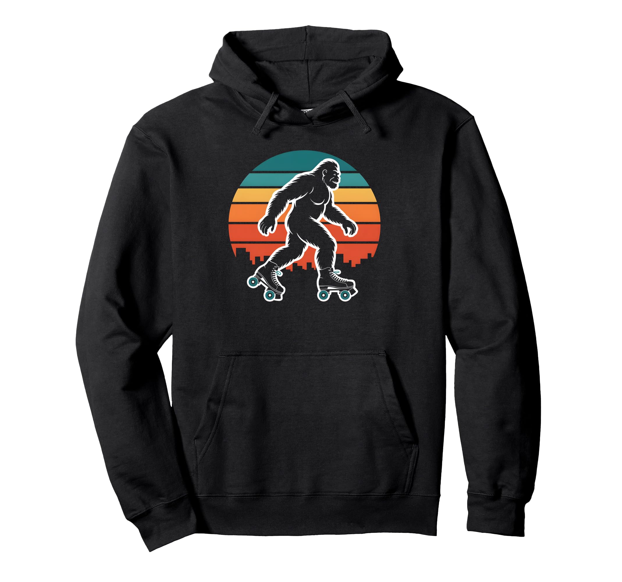 Bigfoot Roller Skates Urban Sunset Hoodie - Trendy Graphic for Adults - T-Shirt, Sweatshirt, Hoodie