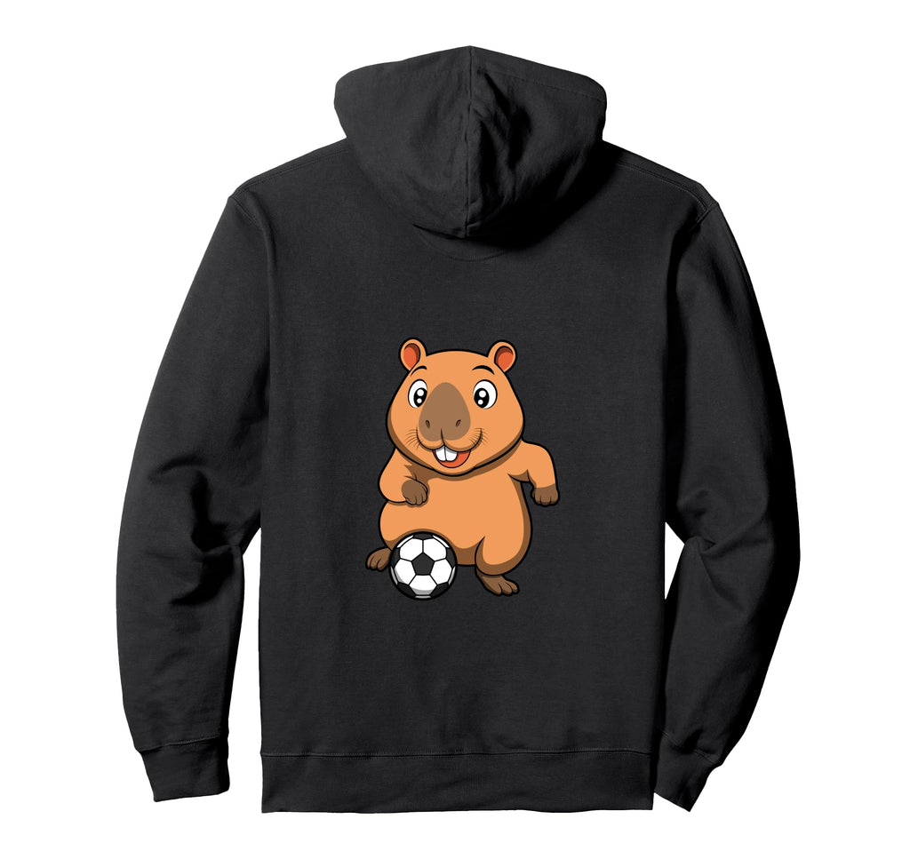 Soccer Capybara Cartoon Funny Water Pig Hoodie - Novelty Apparel Men Women - T-Shirt, Sweatshirt, Hoodie