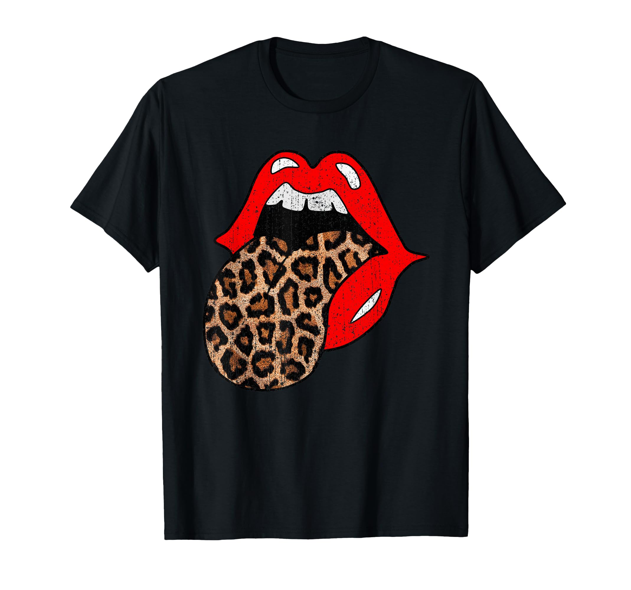 Red Lips Leopard Tongue Trendy Animal T-Shirt - Graphic Print Men Women - T-Shirt, Sweatshirt, Hoodie