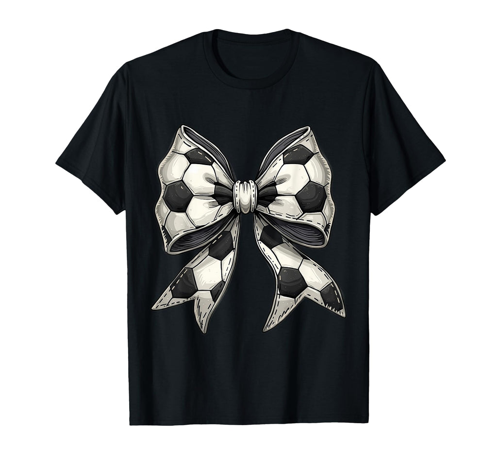 Elegant Soccer Coquette Bow Football T-Shirt - Minimalist Print Unisex - T-Shirt, Sweatshirt, Hoodie