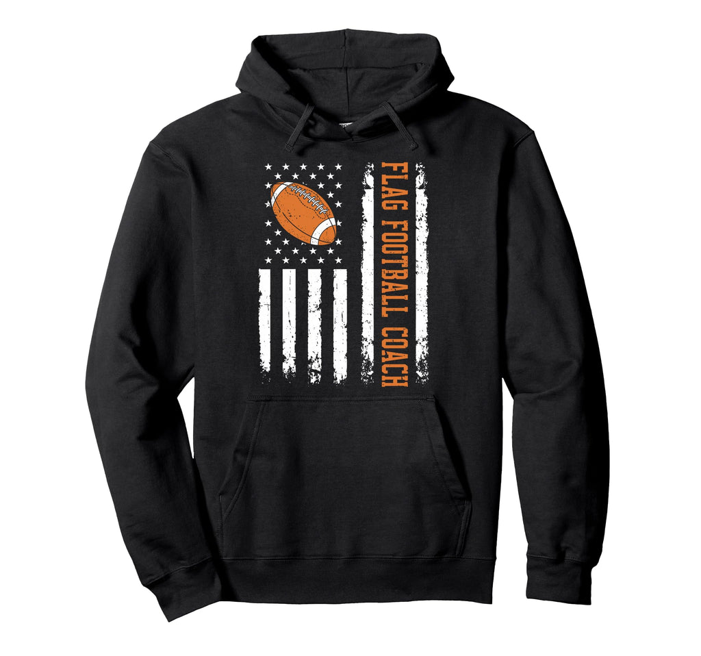 Flag Football Coach Us Flag Hoodie - Aesthetic Graphic Men Women - T-Shirt, Sweatshirt, Hoodie