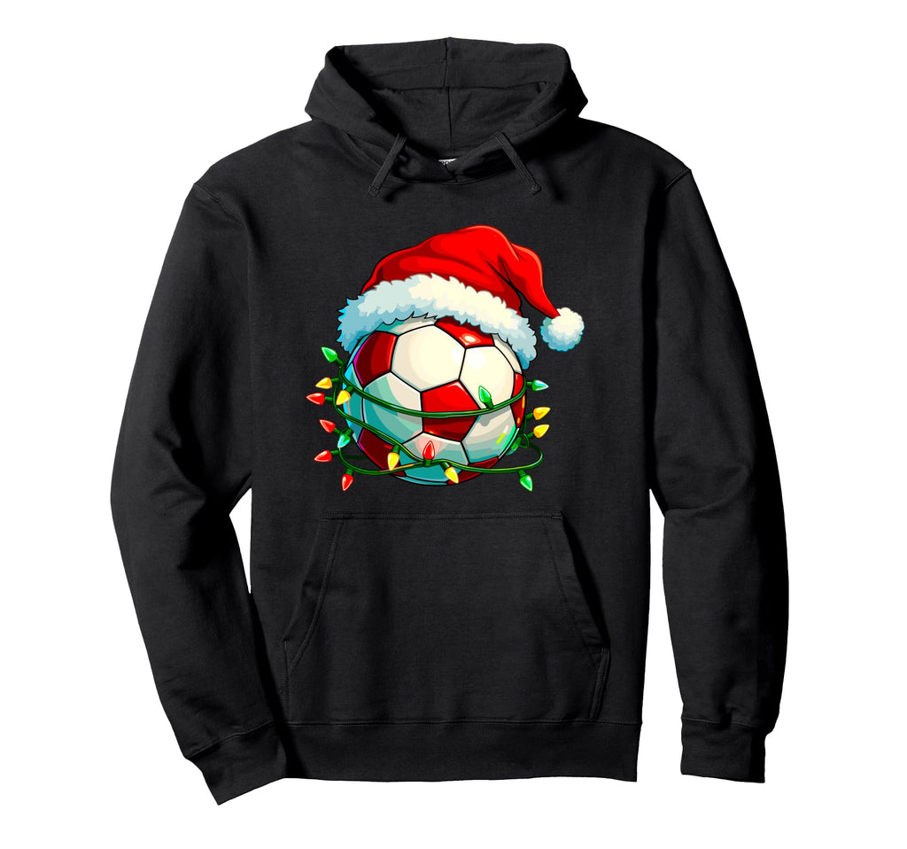 Funny Soccer Lights Santa Hat Sports Hoodie - Streetwear Style Men Women - T-Shirt, Sweatshirt, Hoodie