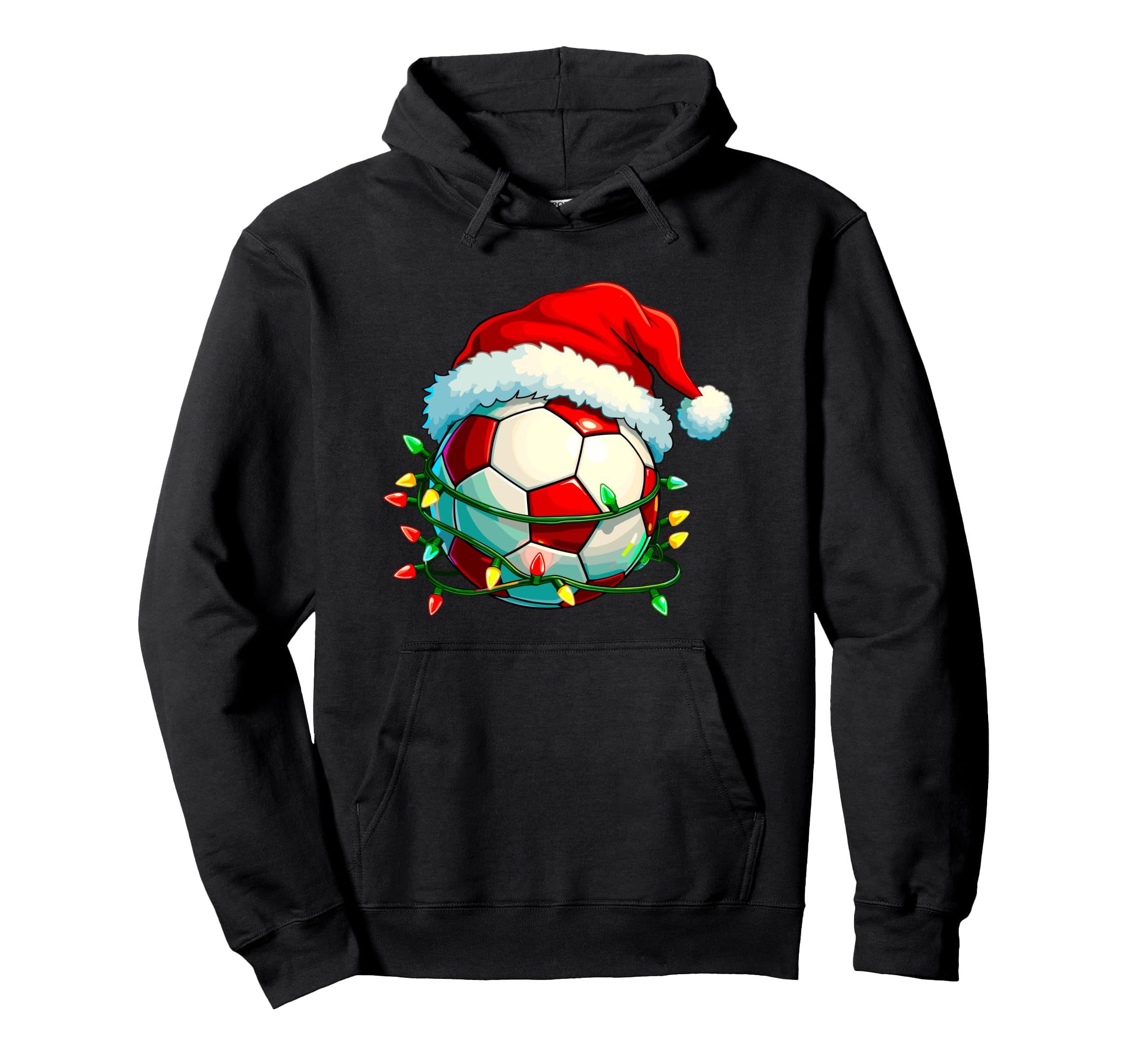 Funny Soccer Lights Santa Hat Sports Hoodie - Streetwear Style Men Women - T-Shirt, Sweatshirt, Hoodie