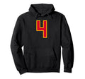 Bright Red Gold Number 4 Jersey Hoodie - Streetwear Style for Adults - T-Shirt, Sweatshirt, Hoodie