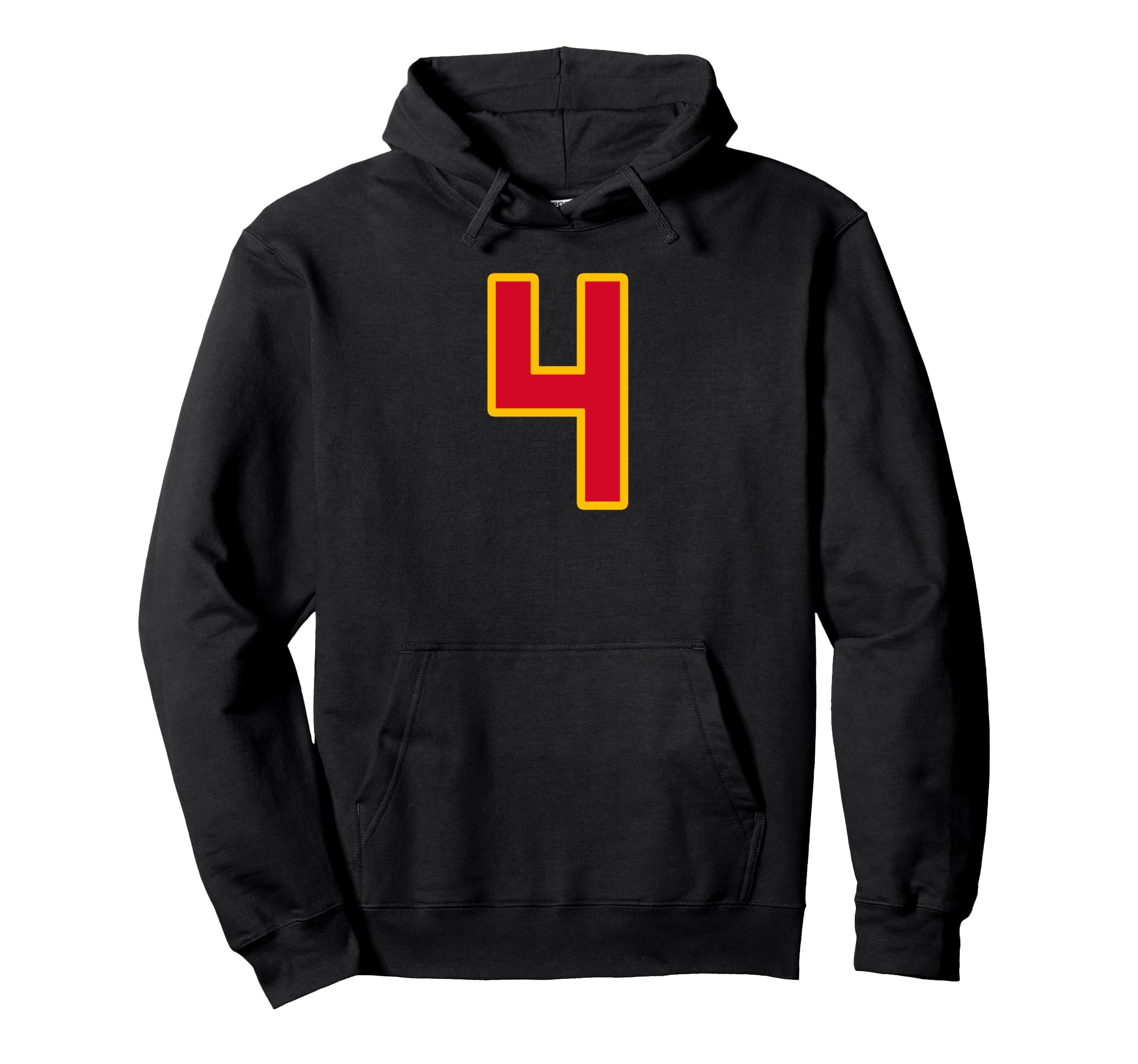 Bright Red Gold Number 4 Jersey Hoodie - Streetwear Style for Adults - T-Shirt, Sweatshirt, Hoodie