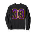 Purple Gold Number 33 Jersey Sweatshirt - Minimalist Print Men Women - T-Shirt, Sweatshirt, Hoodie
