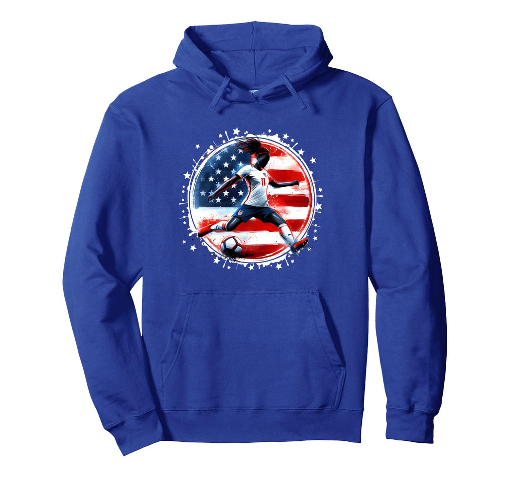 Womens Soccer American Flag Soccer Hoodie - Fun Novelty Design Unisex - T-Shirt, Sweatshirt, Hoodie