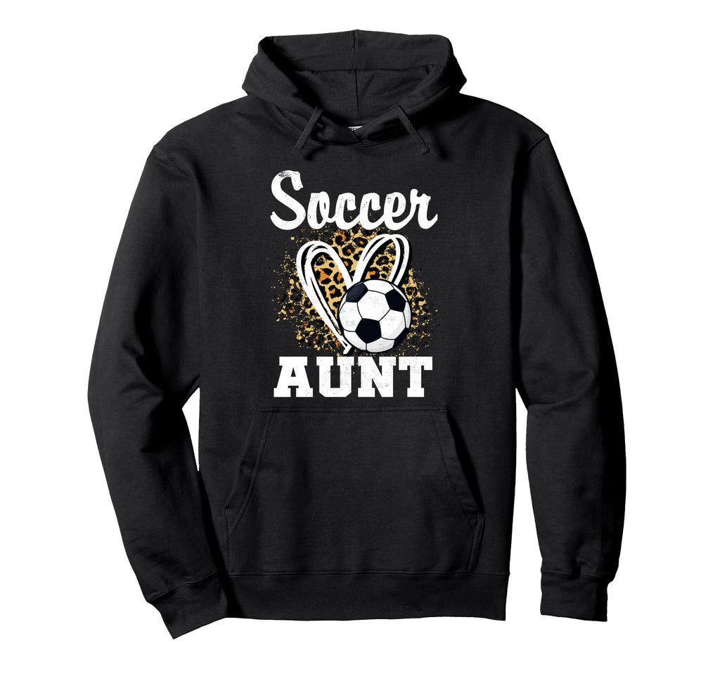 Soccer Aunt Leopard Heart Matching Hoodie - Casual Everyday Wear Unisex - T-Shirt, Sweatshirt, Hoodie