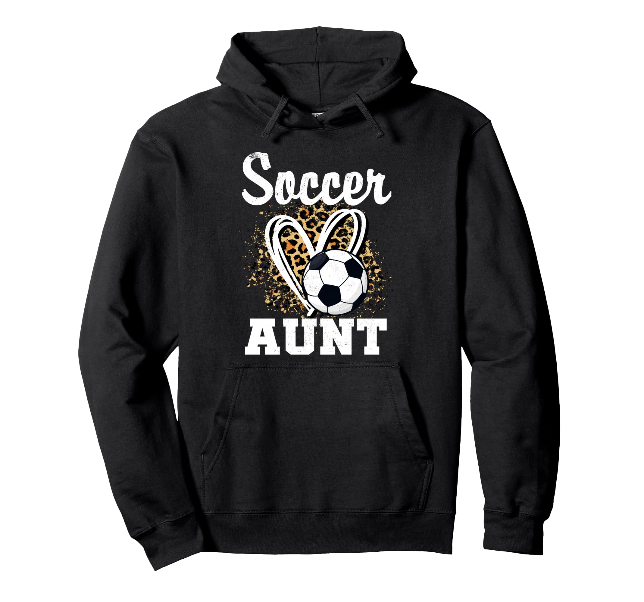 Soccer Aunt Leopard Heart Matching Hoodie - Fun Novelty Design Unisex - T-Shirt, Sweatshirt, Hoodie