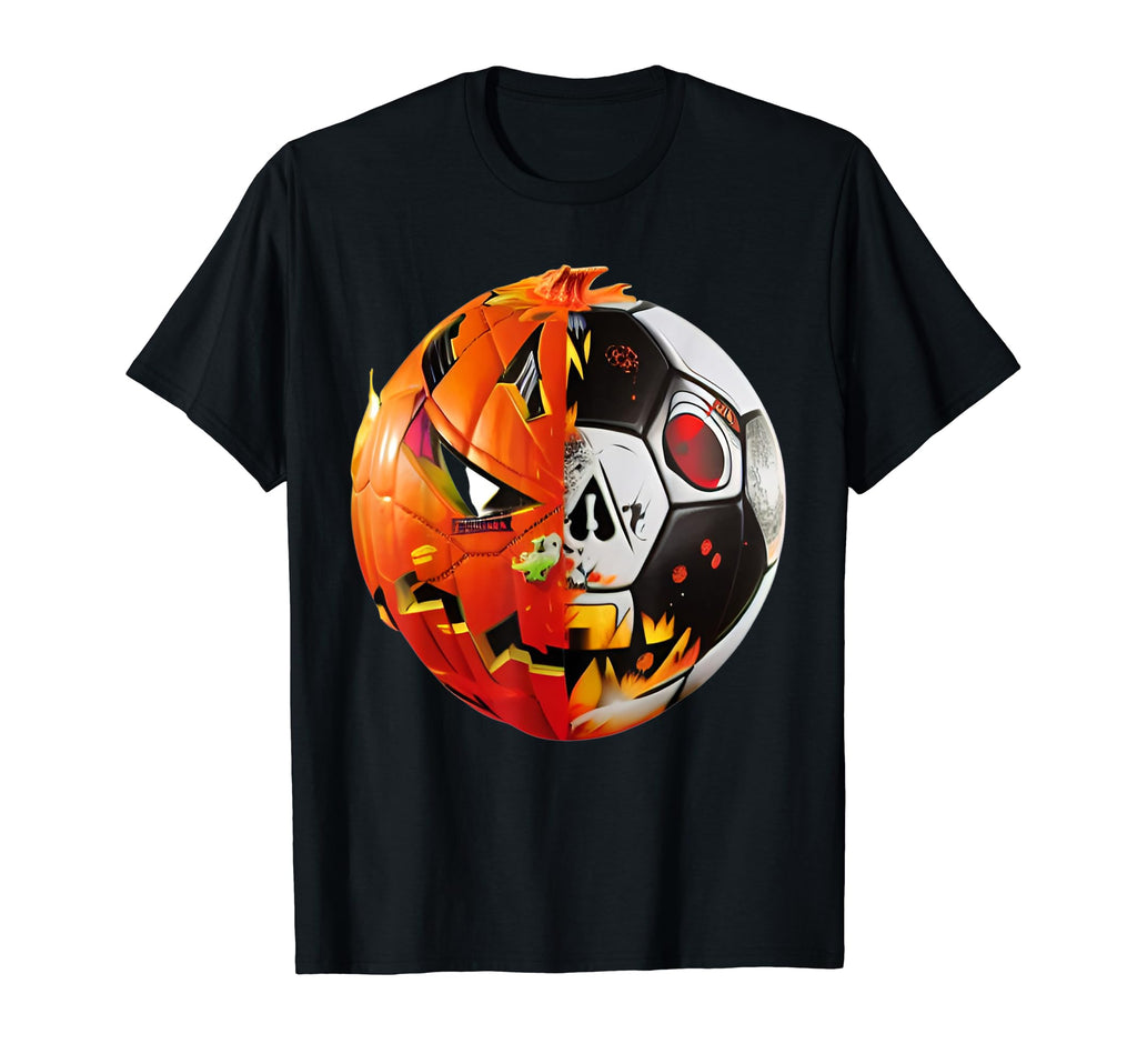 Soccer Ball Pumpkin Skull Halloween Soccer T-Shirt - Graphic Print Unisex - T-Shirt, Sweatshirt, Hoodie