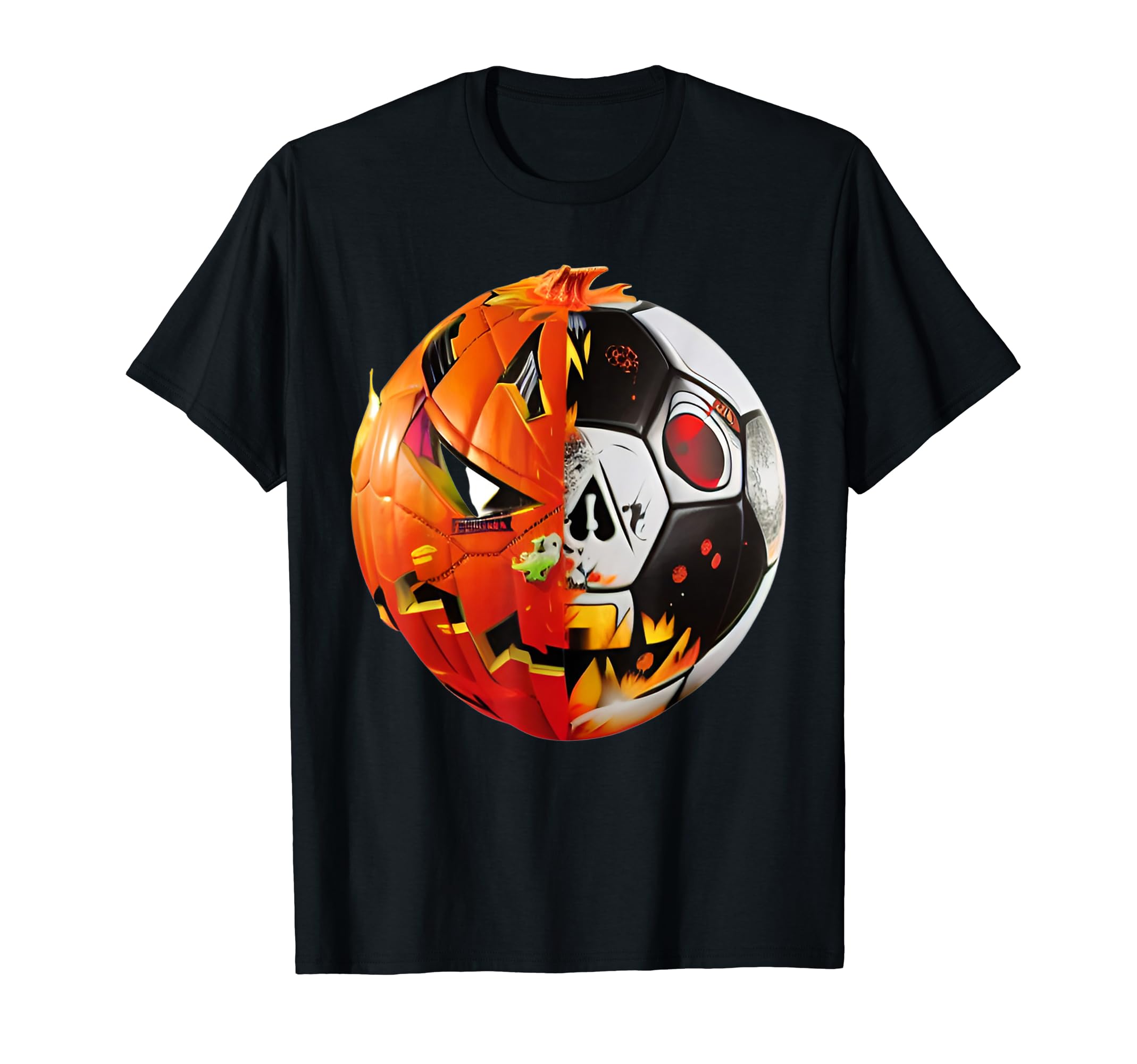 Soccer Ball Pumpkin Skull Halloween Soccer T-Shirt - Graphic Print Unisex - T-Shirt, Sweatshirt, Hoodie